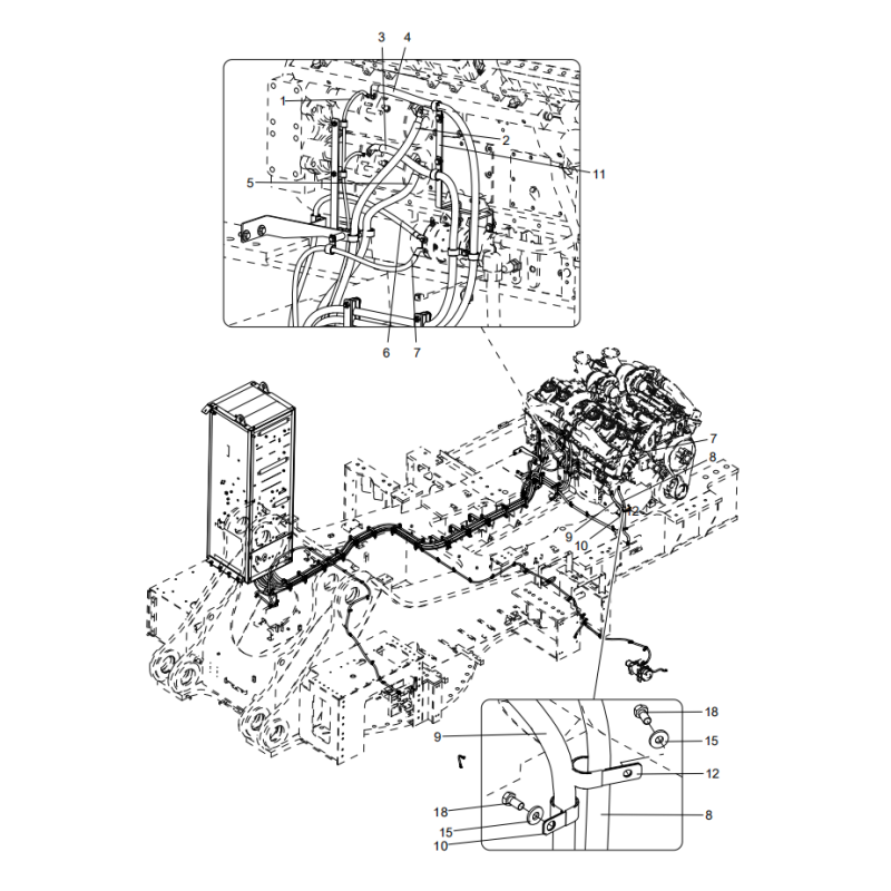 318308009 battery wire assembly XCMG XE2000 excavator spare parts