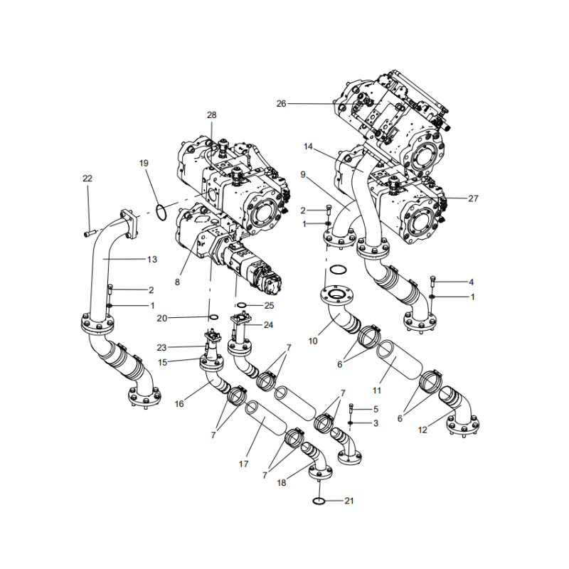 318307325 pump oil suction pipeline XCMG XE2000 excavator spare parts