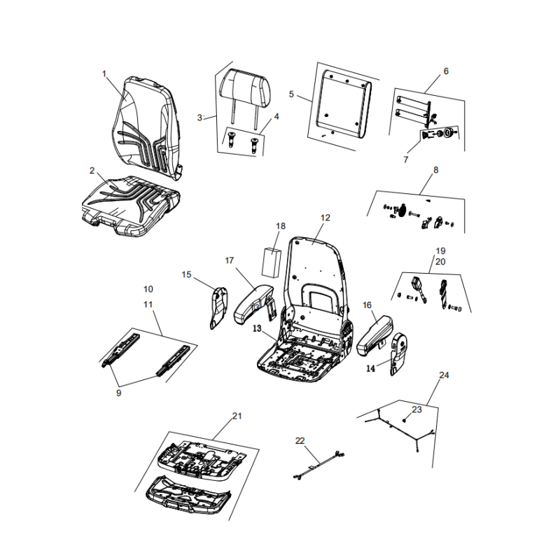 801974889 upper part of seat(with arm rest) XCMG XE2000 excavator spare parts