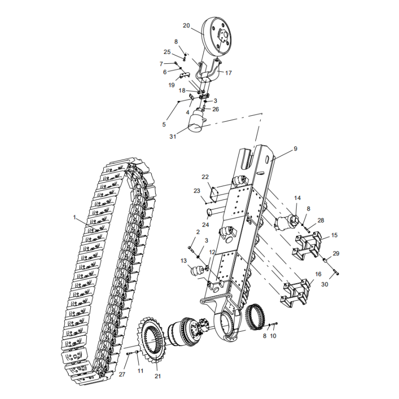 318300113 left longitudinal beam assembly xcmg xe2000 excavator spare parts