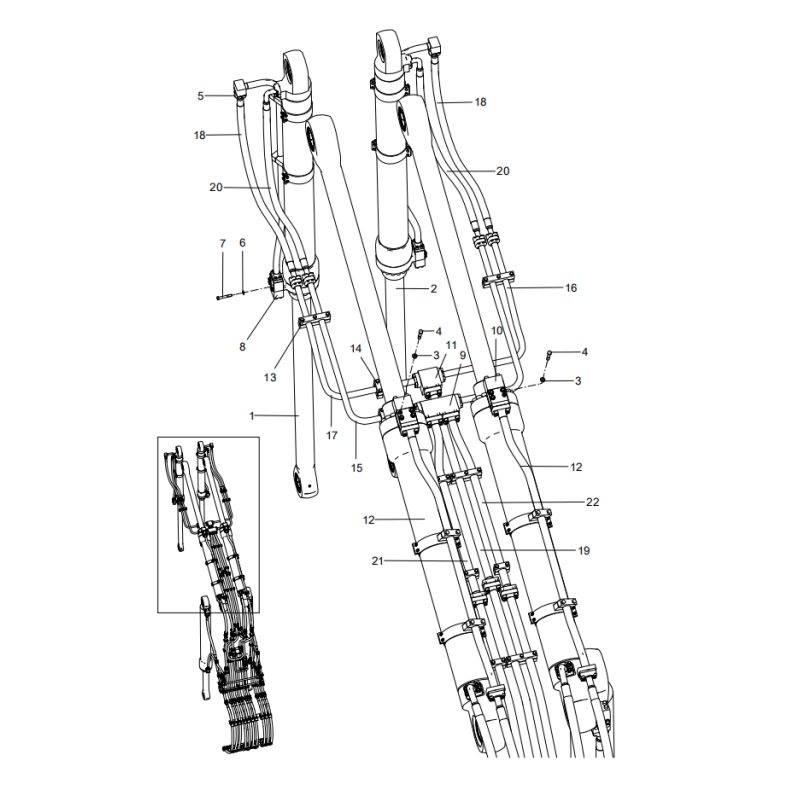 318307969 working device piping XCMG XE2000 excavator spare parts