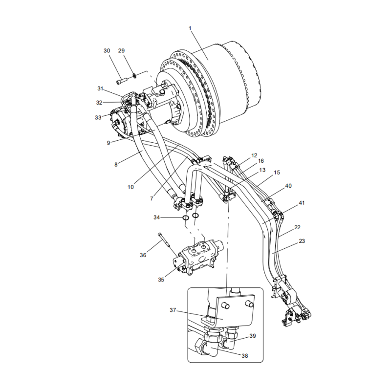 318306916 chassis hydraulic system parts XCMG XE2000 excavator spare parts