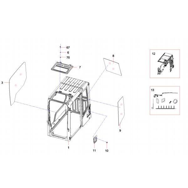 11648012 11094594 10138049 sany sy485c1 hydraulic excavator driver's cab glass