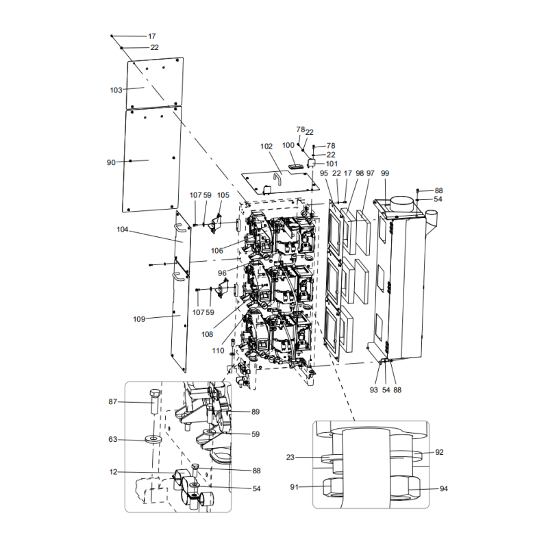 318307366 air conditioning system parts XCMG XE2000 excavator spare parts