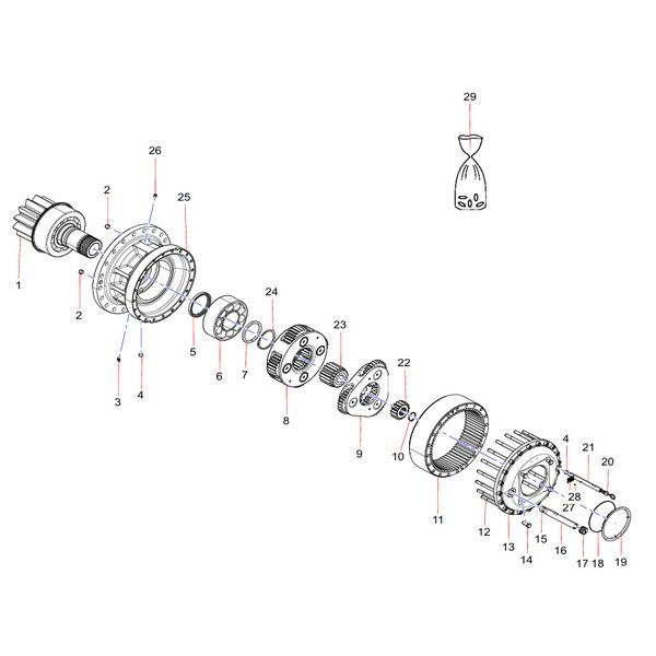 130103000521B Gearbox Sany SY1350C1C3KH Tracked hydraulic excavator spare parts