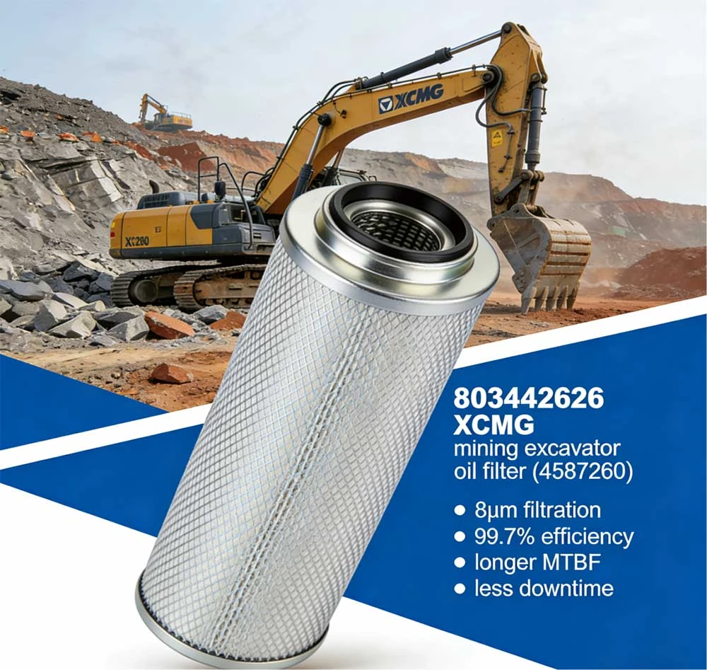 803442626 xcmg mining excavator earthmoving machine parts 4587260 oil filter cost reduction performance