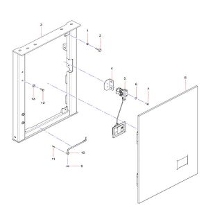 1 A210307000036 Nut 2 A810502019056 Positioning Screw 3 SSY005372710 Left Front Pillar I 4 14549544 Locking Card Mounting Plate 5 139999000297A Door Lock 6 A210404000005 Washer 7 A210111000090 Bolt 8 SSY005372704 Front Left Door 9 A210405000011 Washer 10 SSY004939826 Left front door wind hook 11 A210491000014 Sales 12 A210111000202 Bolt 13 13300896 Thickened gasket
