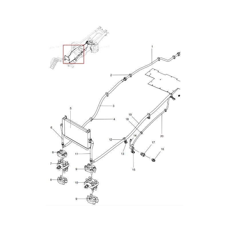 330104363 Frame Pipe Laying XCMG XDE130 Electric driving dump truck spare parts