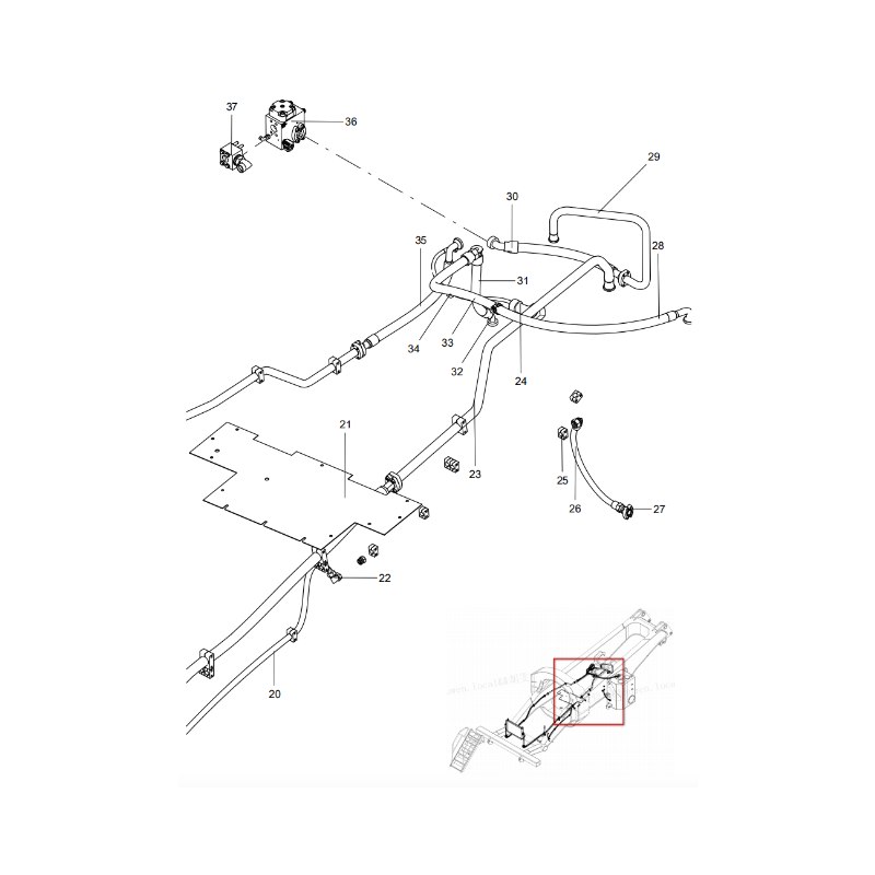 330104363 Frame Pipe Laying XCMG XDE130 Electric driving dump truck spare parts