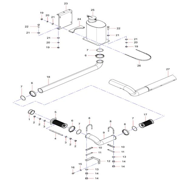 odt007911391 exhaust system assembly sany sat40c articulated dump truck spare parts
