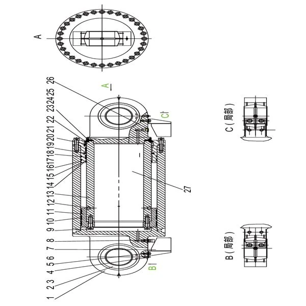 330100807 rear suspension cylinder xcmg xde130 dump truck parts