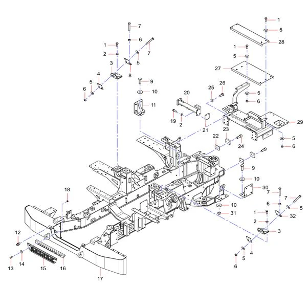 odt009304641 front frame component assembly sany sat40c articulated dump truck spare parts