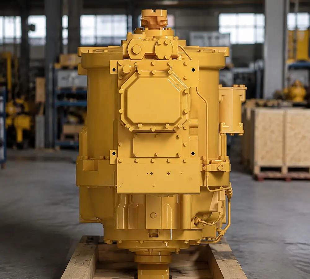 CAT 8 Speed Planetary Transmission 576-9818 replacement part for mining bulldozers shown from the front view.