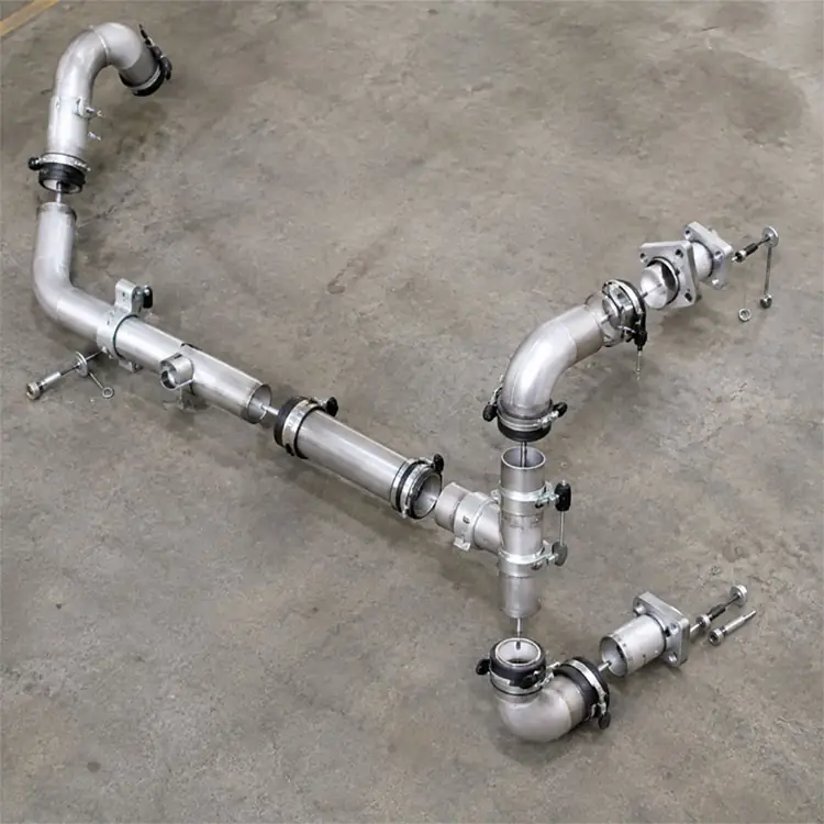 A professional layout of disassembled excavator hydraulic system components, including pipes, flanges, and seals, used for hydraulic cylinder maintenance and repair.