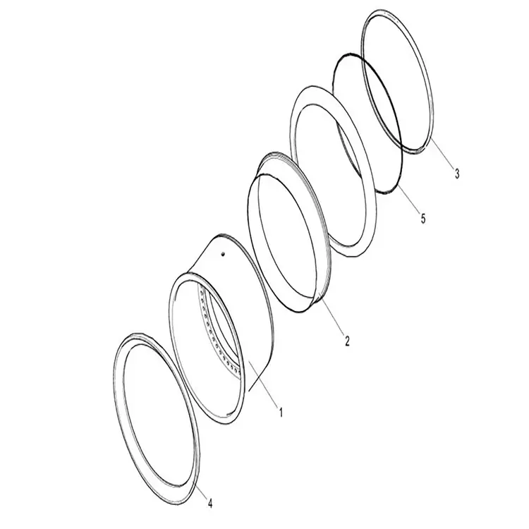 exploded diagram of 800362009 multi piece steel wheel rim assembly showing rim base, retainers, and o ring(2)