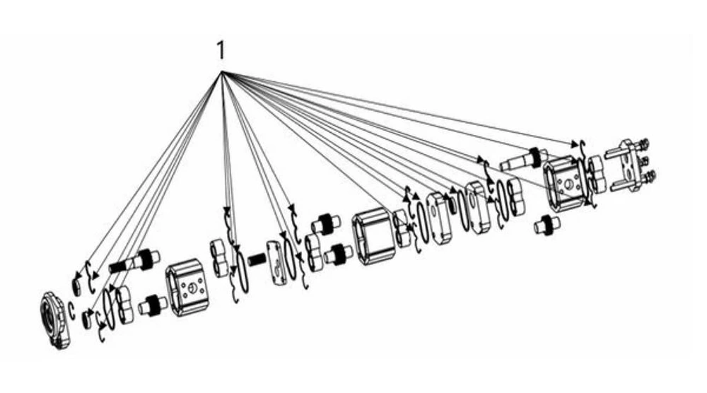 line art exploded diagram of machine components and part number reference